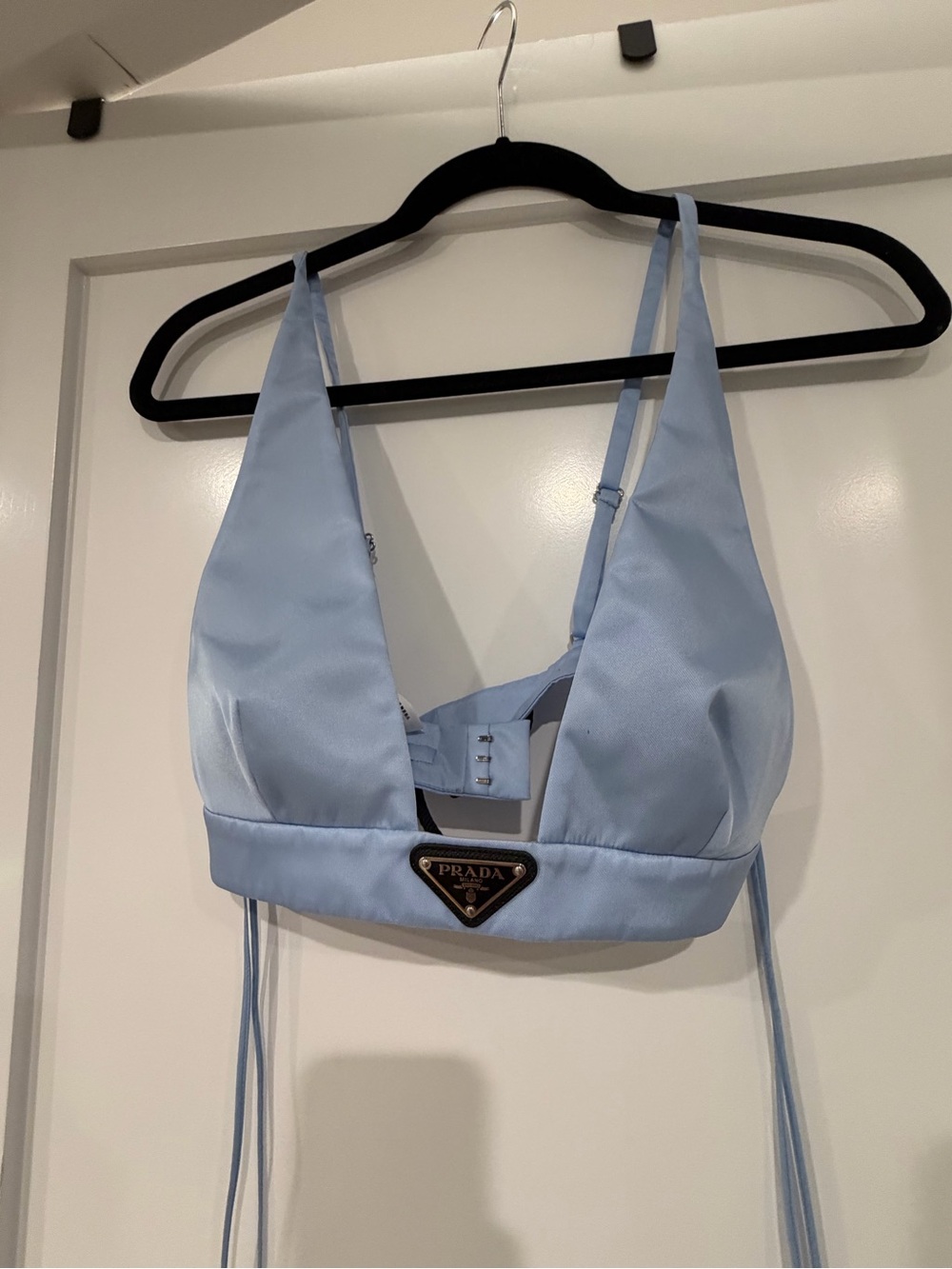 Prada Powder Blue Satin Triangle Bralette